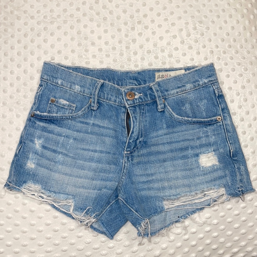 Pistola Distressed Denim Shorts